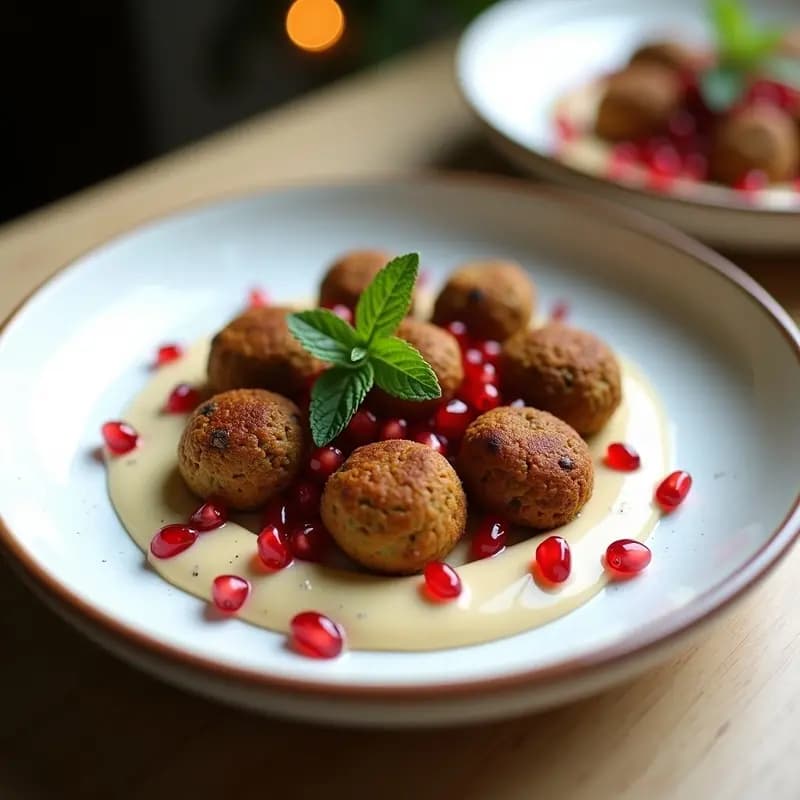 Falafel de Garbanzos Negros con Salsa de Tahini y Granados: Receta Mediterránea Vegana