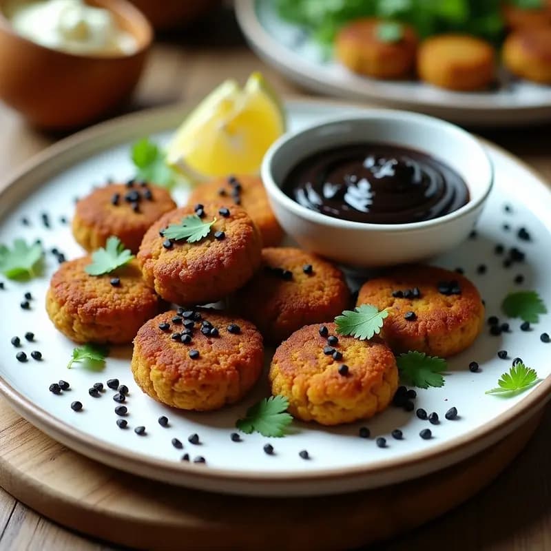 Falafel de Garbanzos Negros con Tahini de Ajonjolí Negro: Receta Libanes Keto en Airfryer