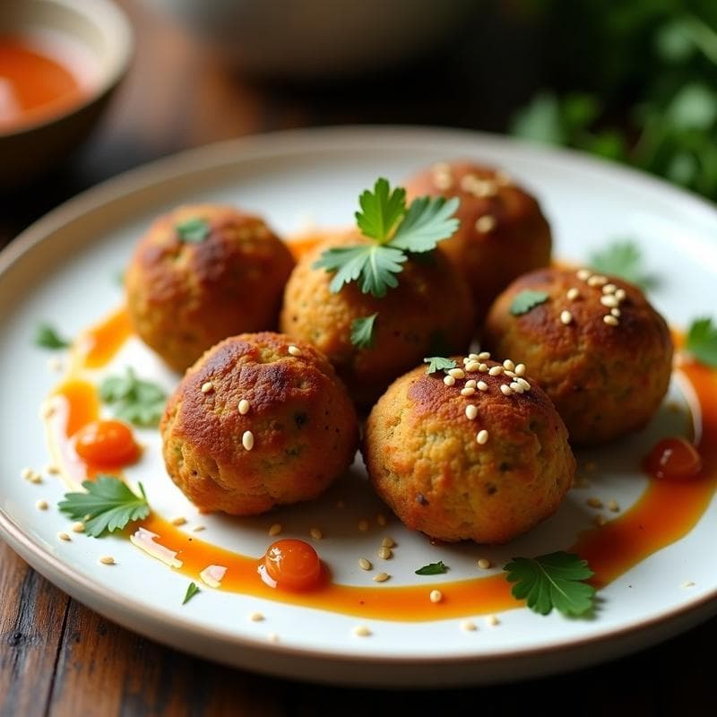 Falafel de Garbanzos Negros con Salsa de Tamarindo y Mentol: Receta India en Airfryer