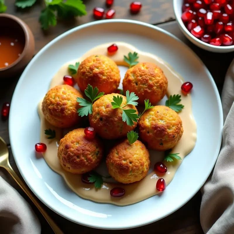 Falafel de Garbanzos con Salsa de Tahini y Granad: Entrante Libanés en Airfryer