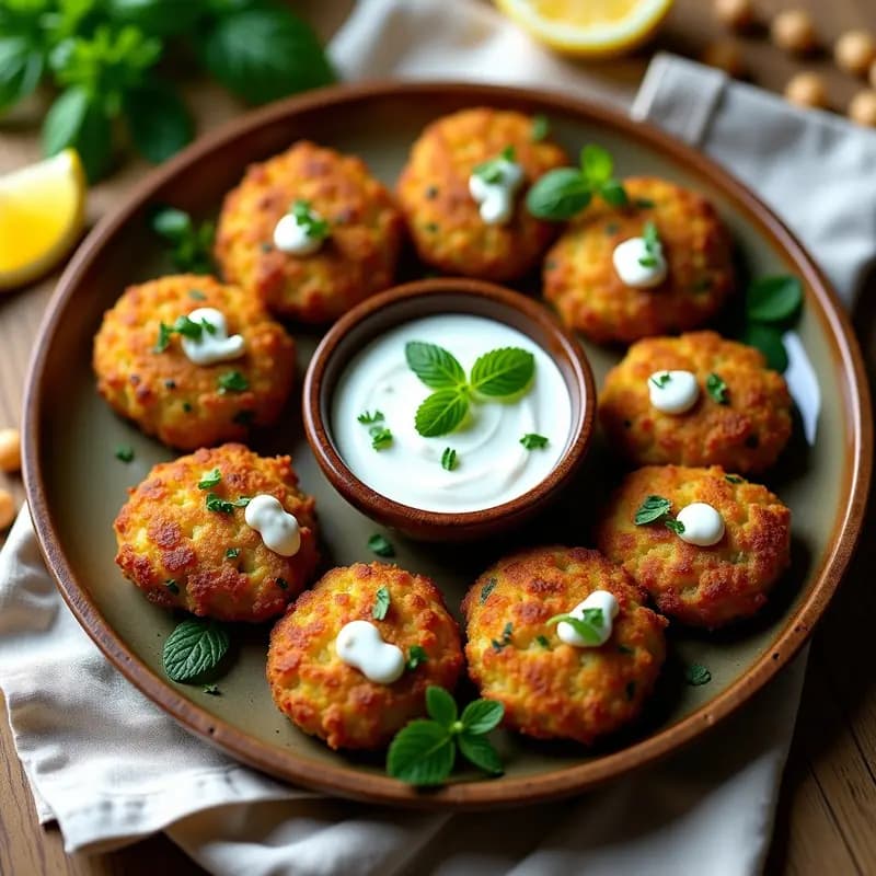 Falafel de Garbanzos con Salsa de Yogur y Menta: Aperitivo Libanes Crujiente en Airfryer