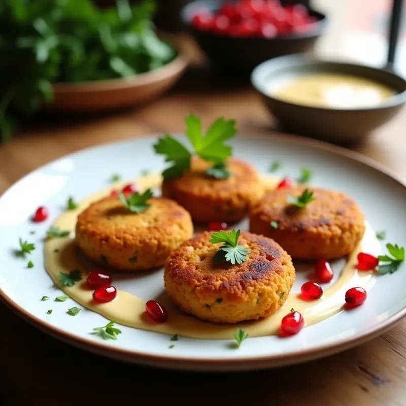 Falafel de Garbanzos con Tahini y Granada: Aperitivo Árabe Vegano y Sin Gluten