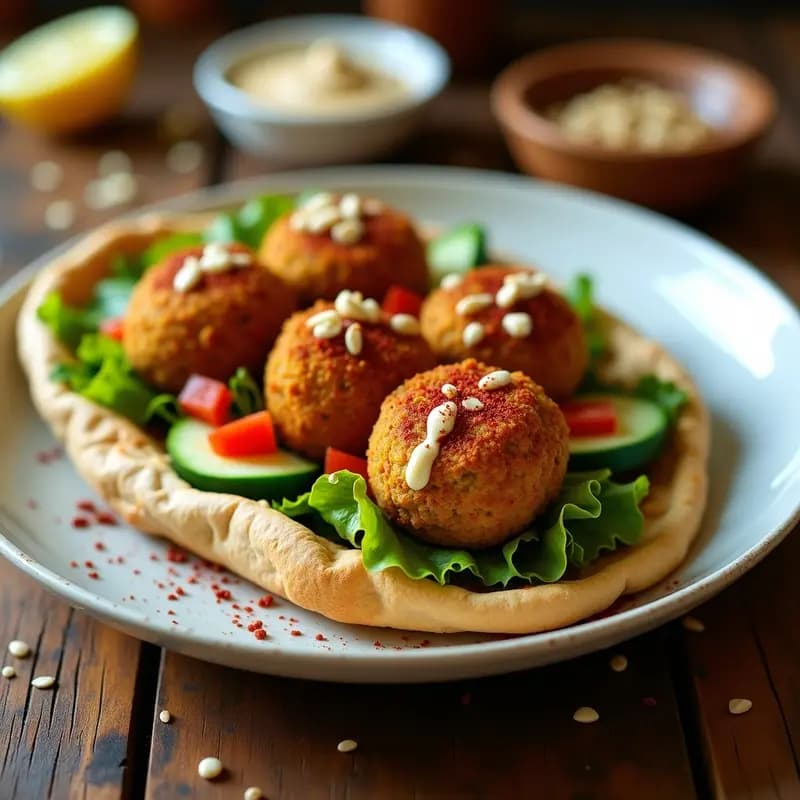 Falafel de Garbanzos con Tahini y Pan de Pita: Receta Palestina en Airfryer sin Aceite