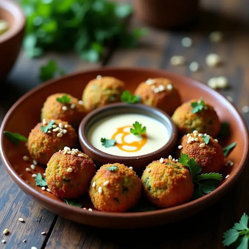 Falafel de Garbanzos Verdes y Hierbas Frescas: Receta Egipcia en Airfryer con Tahini de Comino