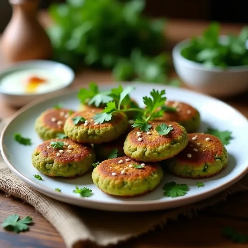 Falafel de Garbanzos Verdes y Cilantro: Hamburguesas Orientales Crujientes y Sin Gluten