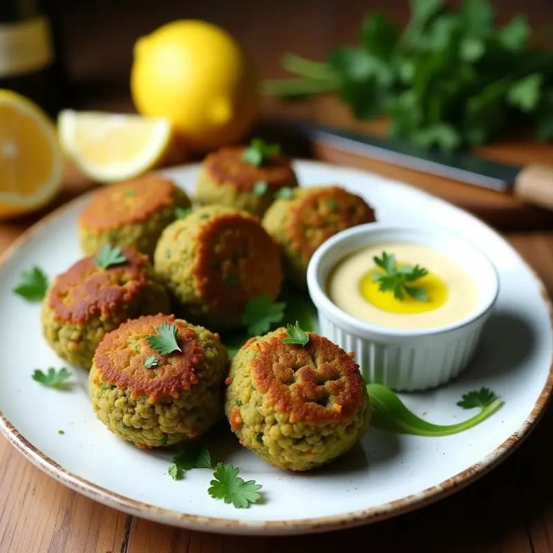 Falafel de Garbanzos Verdes con Salsa de Limón y Ajo: Receta Libanesa Fresca