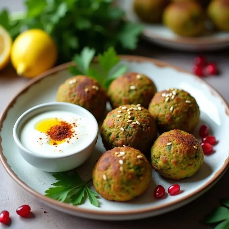 Falafel de Garbanzos Verdes con Salsa de Yogur de Soja: Receta Libanes Crudivegana