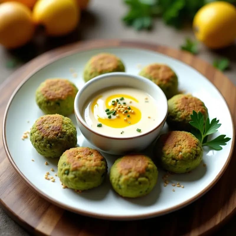 Falafel de Garbanzos Verdes con Salsa de Tahini y Granadilla: Receta Libanesa Crudivegana