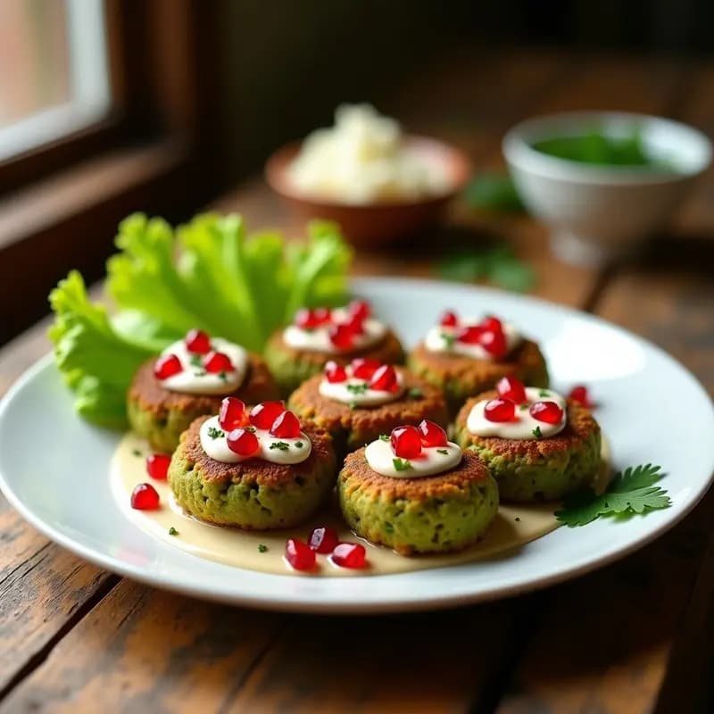 Falafel de Garbanzos Verdes con Salsa de Tahini y Granado: Receta Árabe Keto y Sin Gluten
