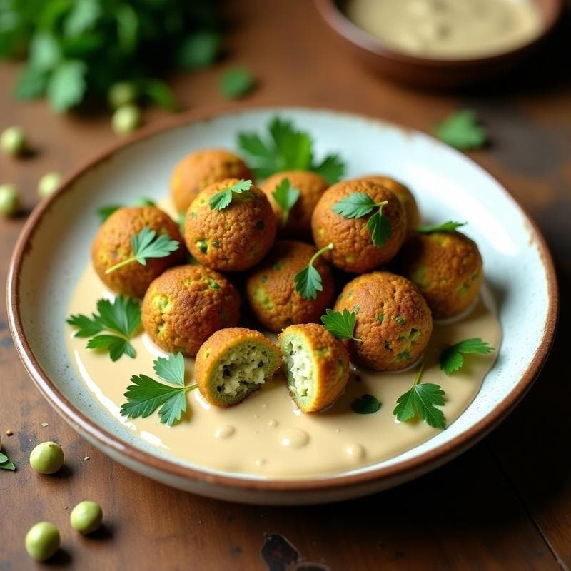 Falafel de Garbanzos Verdes con Tahini de Limón Negro: Receta Iraní en Olla Express