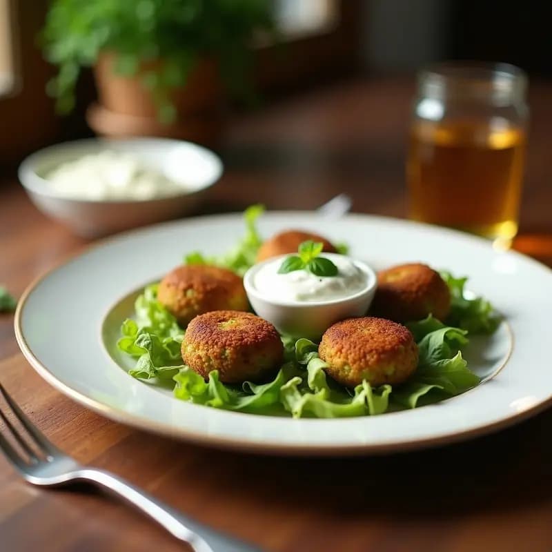Falafel de Garbanzos Verdes con Salsa de Yogur: Receta Líbano Vegana y Crujiente