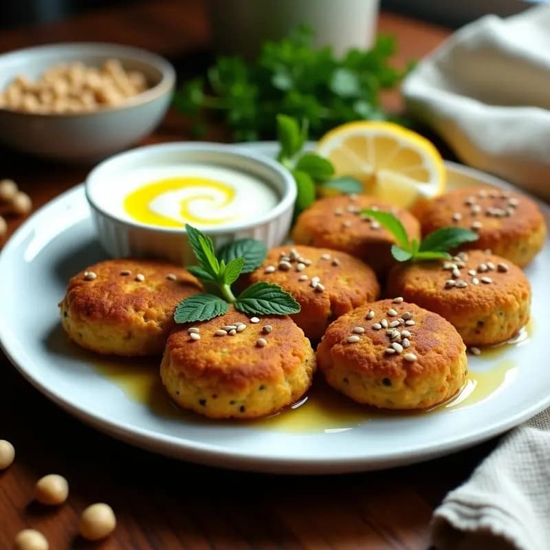 Falafel de Garbanzos Horneado con Salsa de Yogur: Receta Libanesa Vegana en Airfryer