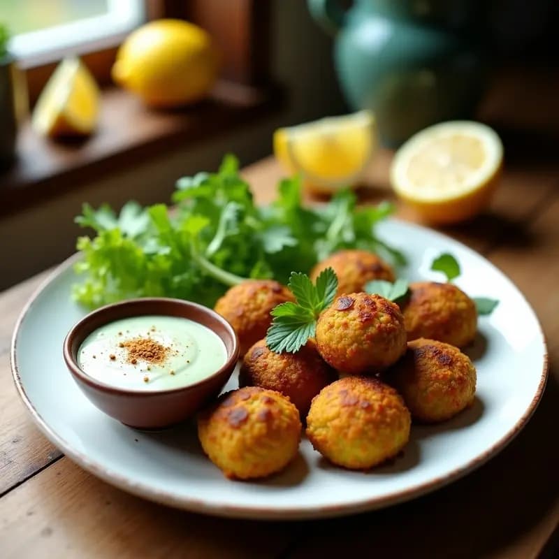 Falafel de Garbanzos y Hierbas con Salsa de Yogur: Receta Afgana 100% Vegana
