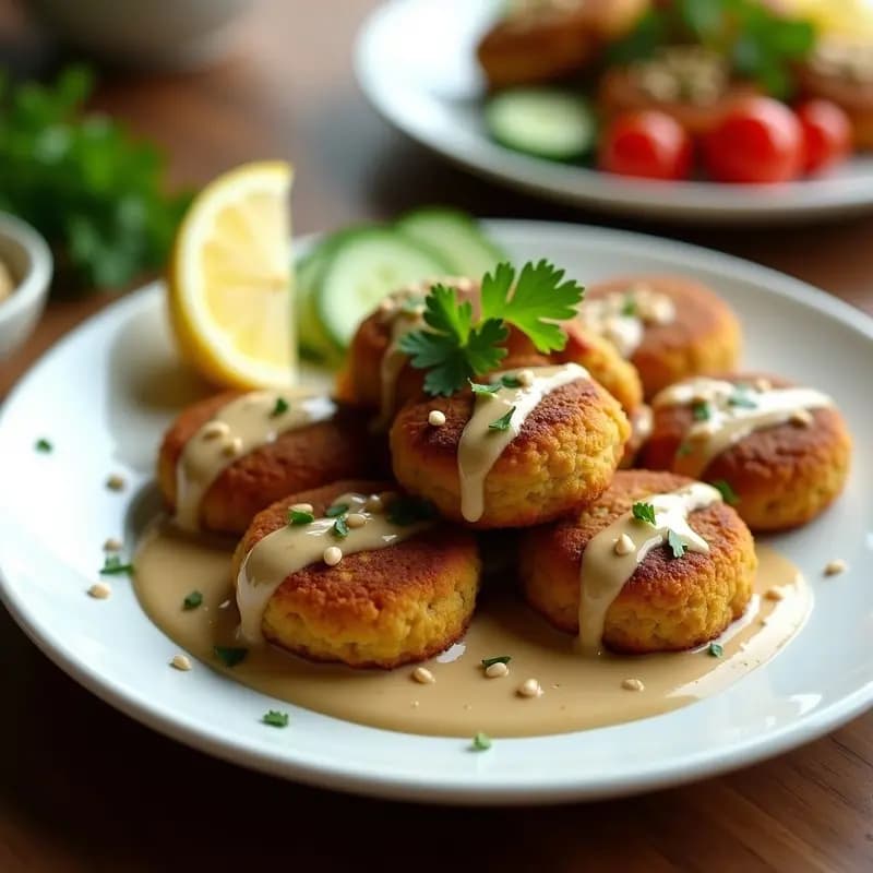 Falafel de Habas con Aderezo de Limón y Ajo: Receta Egipcia en Airfryer Sin Harina