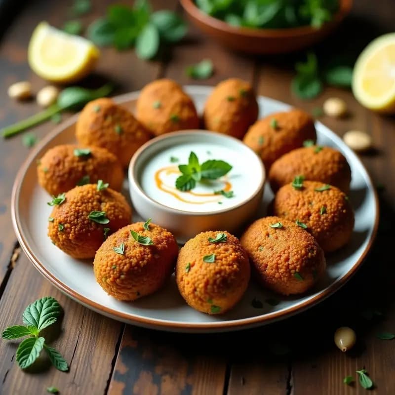 Falafel de Habas con Aderezo de Yogur de Soja: Aperitivo Egipcio en Airfryer