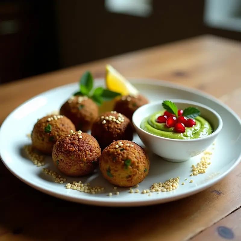 Falafel de Habas Negras con Salsa de Aguacate y Granadina: Aperitivo Líbano Vegano en Airfryer
