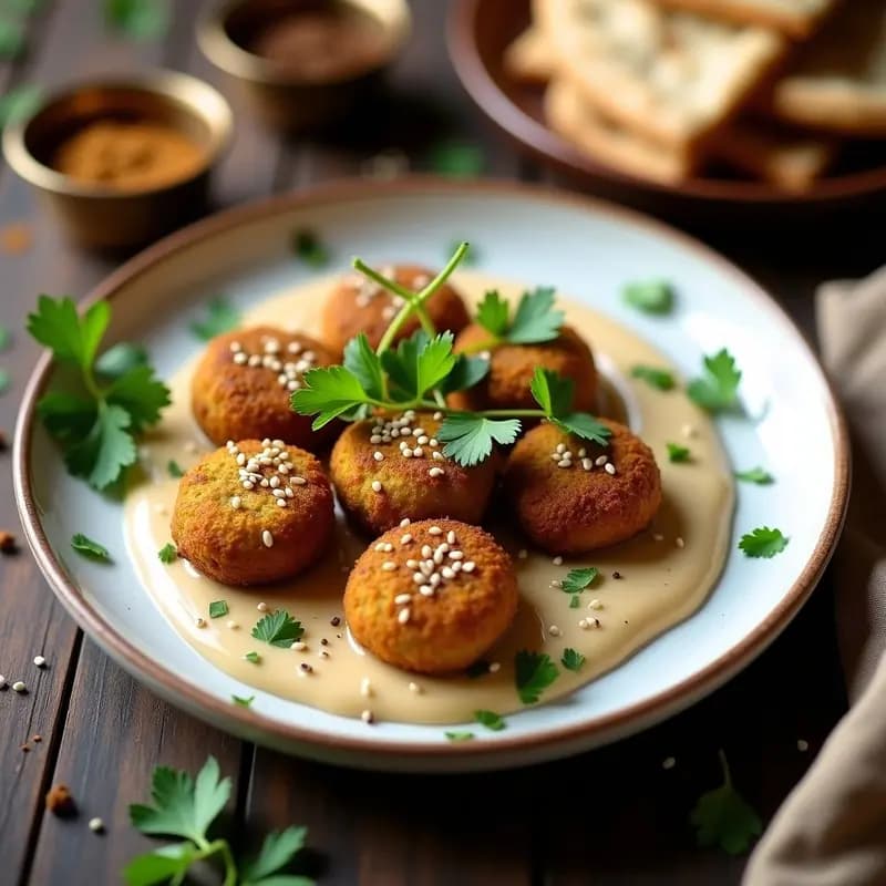 Falafel de Habas y Cilantro: Croquetas Egipcias en Airfryer con Salsa de Tahini