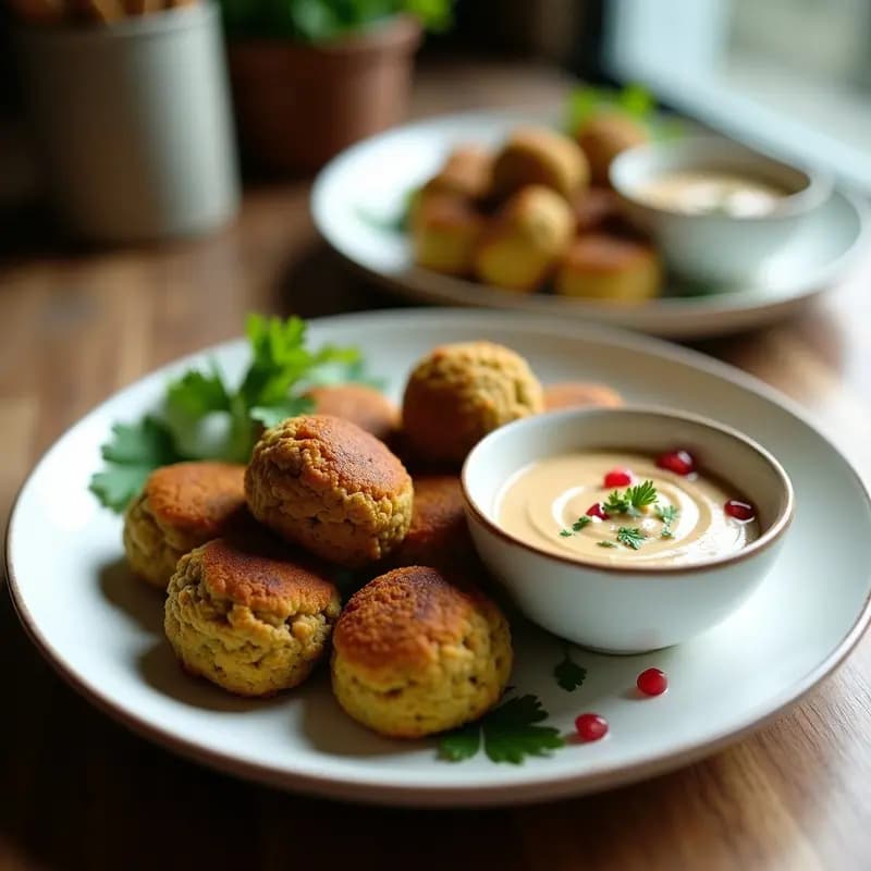 Falafel de Habas y Cilantro con Salsa de Tahini: Aperitivo Egipcio Sin Gluten y Alto en Fibra