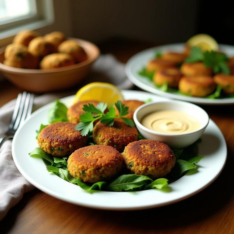 Falafel de Habas y Espinacas: Receta Egipcia en Airfryer con Salsa de Tahini y Limón