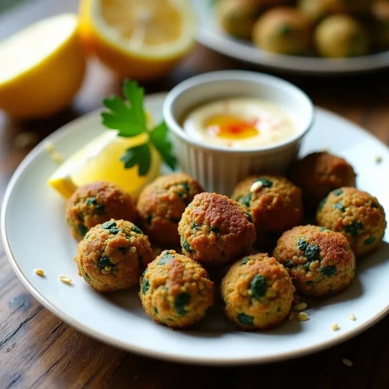 Falafel de Habas y espinacas: Receta Libanesas Crujientes en Airfryer con Tahini Casero