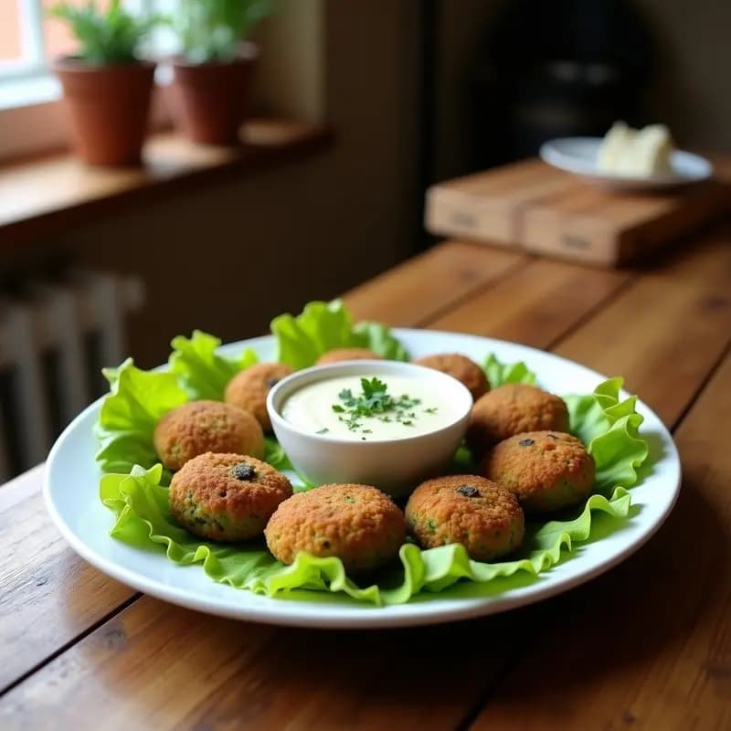 Falafel de Habas y Espinacas con Salsa de Limón: Aperitivo Sirio Sin Freír
