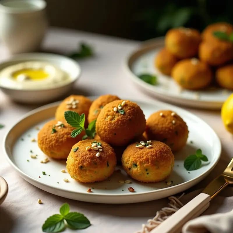 Falafel de Habas y Hierbabuena: Croquetas Egipcias con Tahini de Limón Negro