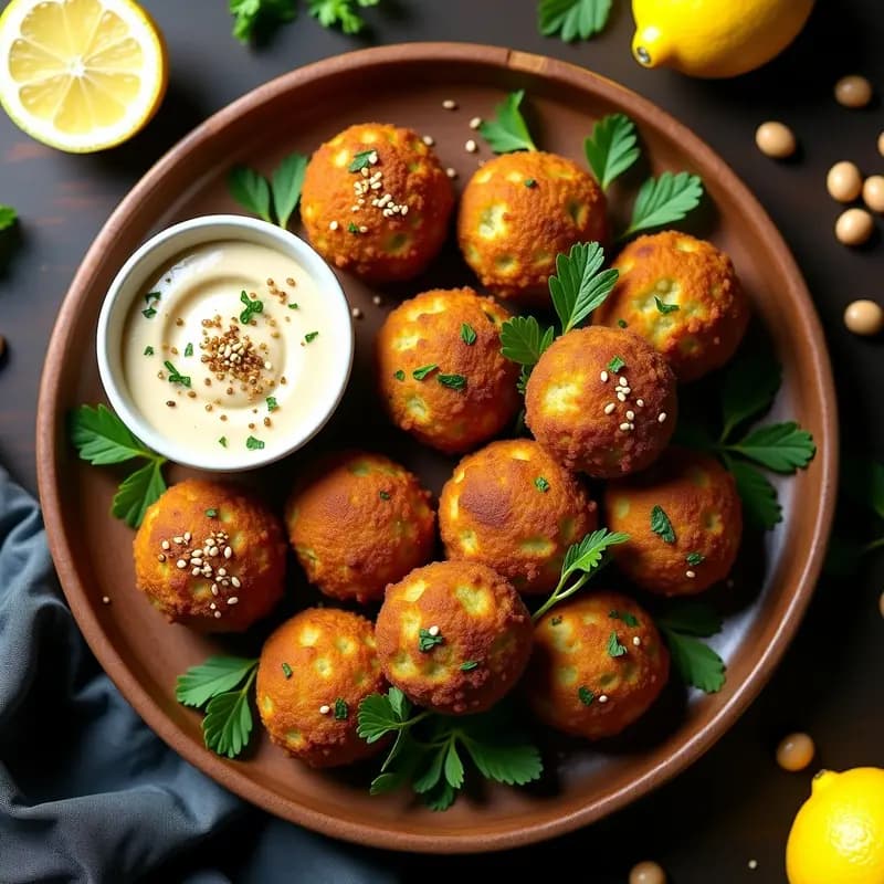 Falafel de Habas con Hierbas y Salsa de Tahini: Receta Egipcia Crujiente y Keto