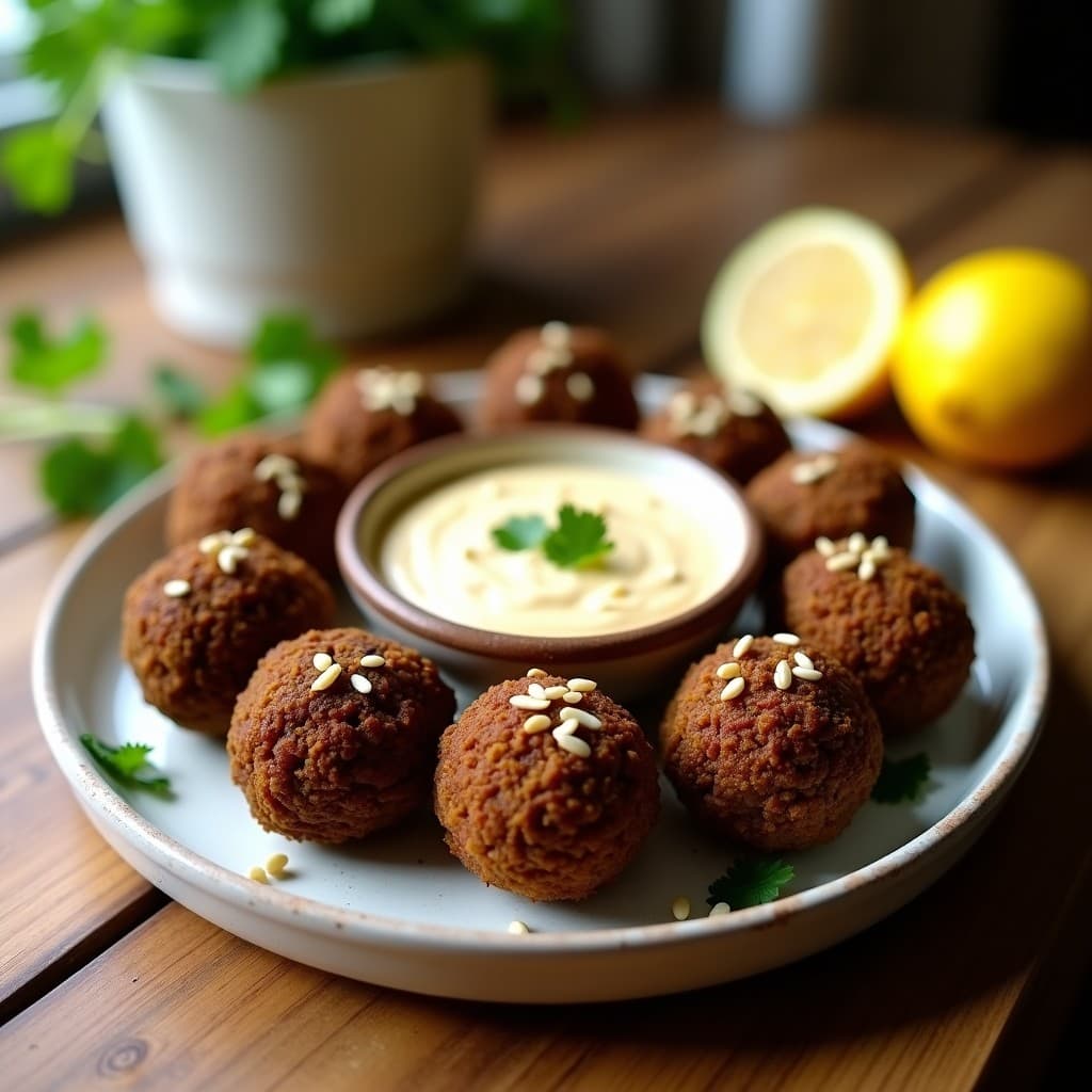 Bolitas de Falafel de Habas Negras con Salsa de Tahini y Limón: Aperitivo Keto en Thermomix