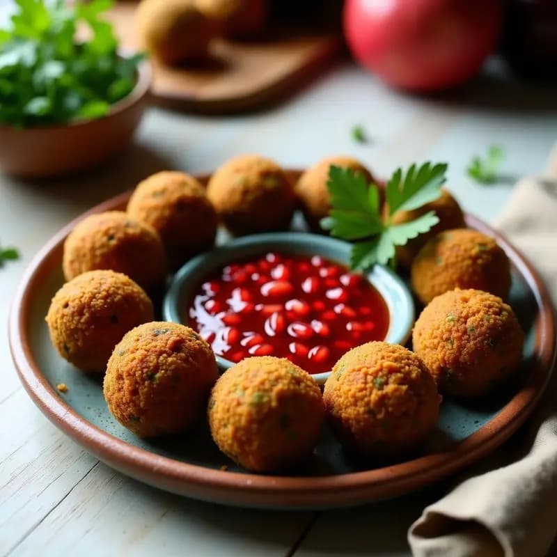 Falafel de Habas Negros con Salsa de Granados: Receta de Oriente Medio Crudivegana