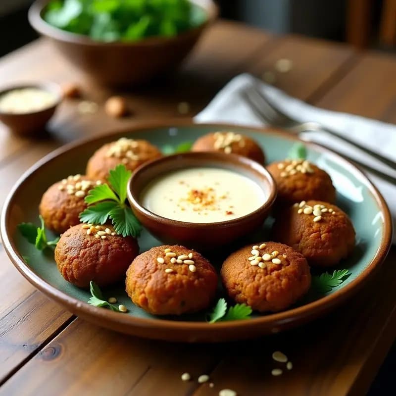 Falafel de Habas Negros con Tahini de Almendras: Receta Libanesas Alta en Proteína