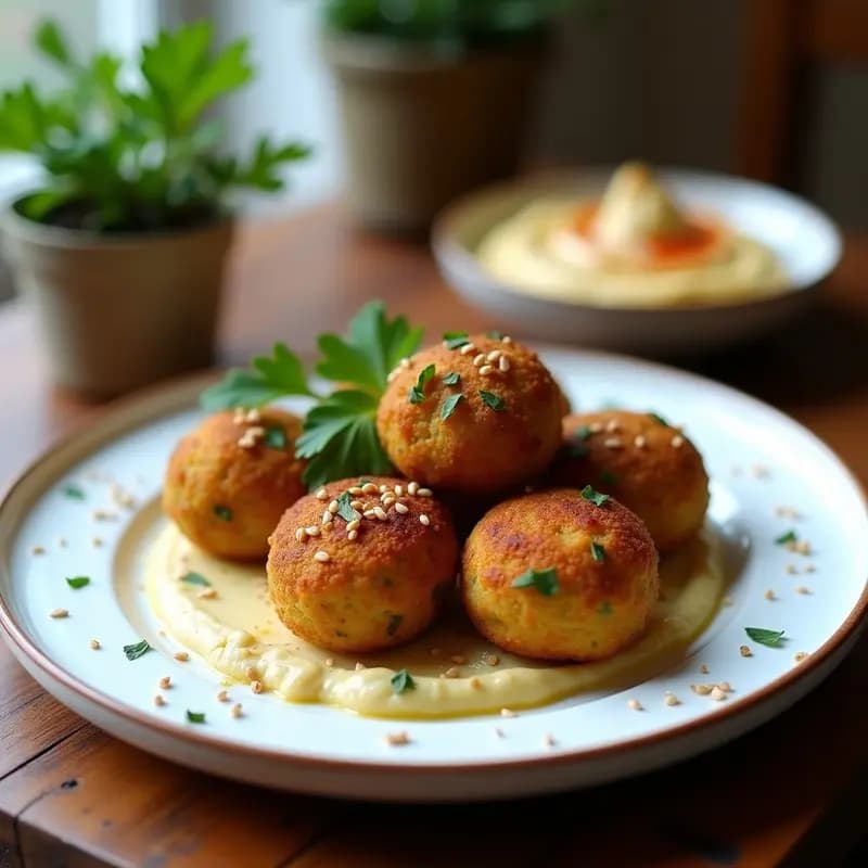 Falafel de Habas con Salsa de Jengibre y Hummus: Receta Libanes en Airfryer