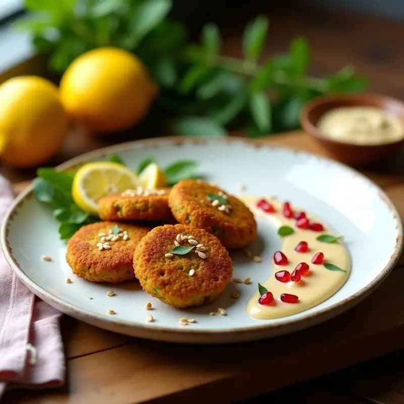 Falafel de Habas con Salsa de Tahini y Limón: Receta Mediterránea Crujiente en Freidora de Aire
