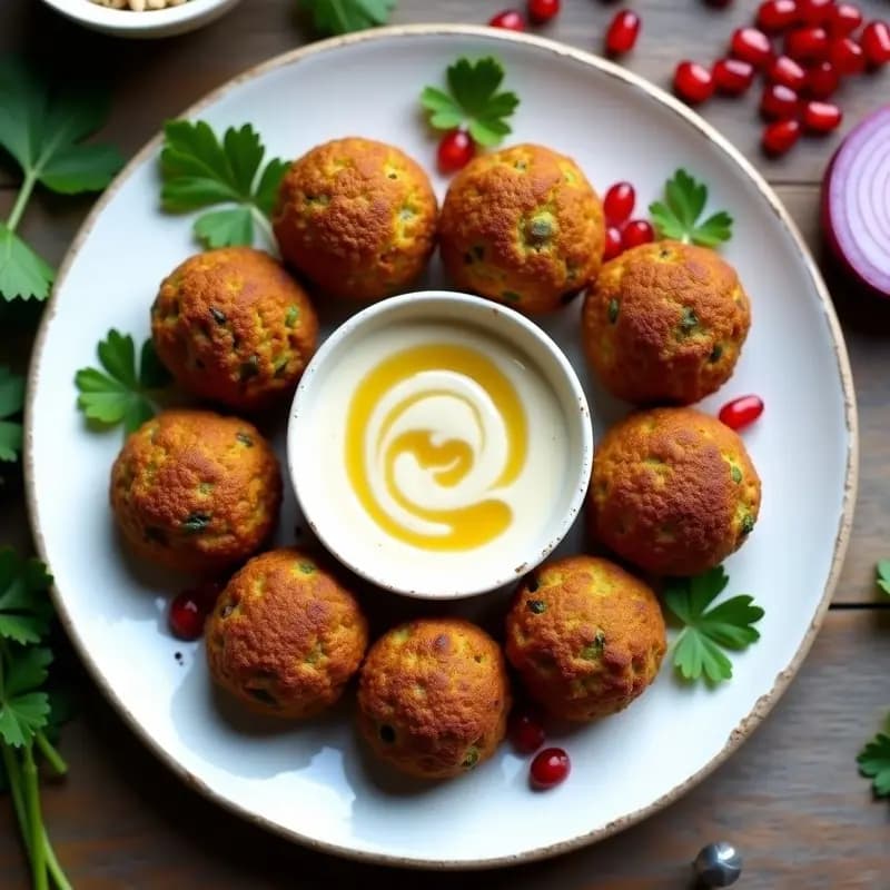 Falafel de Habas con Tahini de Ajo Negro y Granado: Receta Libanesas Gourmet para Tupper
