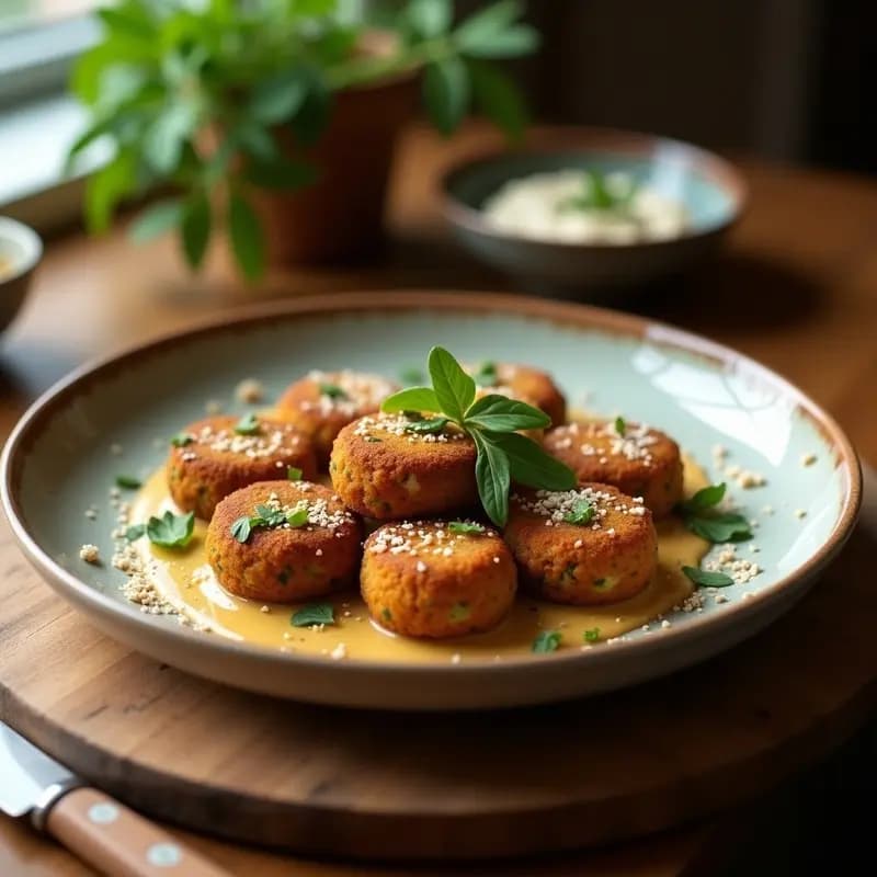 Falafel de Habas con Tahini y Granada: Receta Libanesa Vegana y Sin Gluten en Airfryer