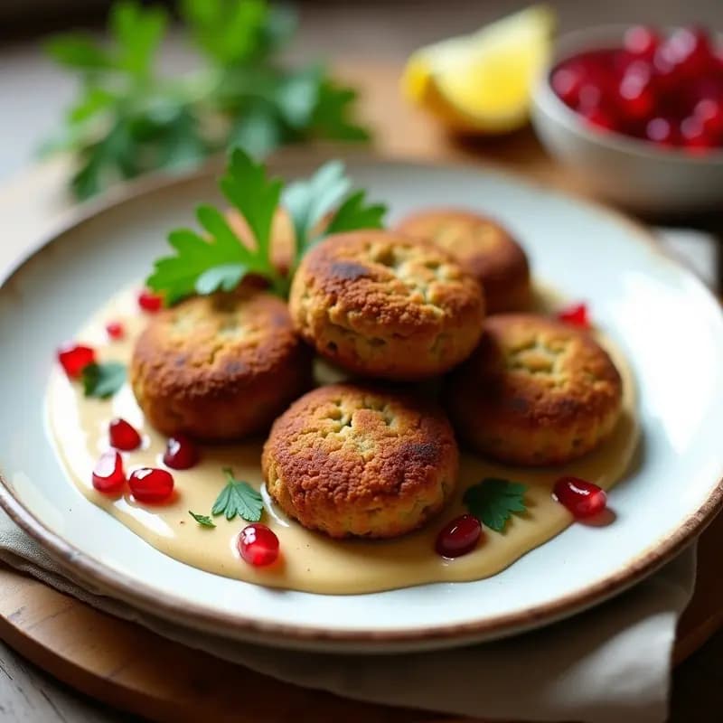 Falafel de Habas con Tahini y Granada: Entrante Egipcio Vegano y Crujiente