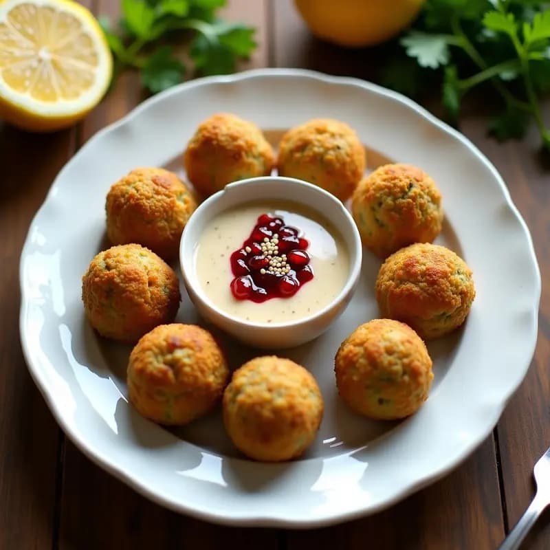 Falafel de Habas con Tahini y Granadina: Aperitivo Libanés Vegano y Crujiente