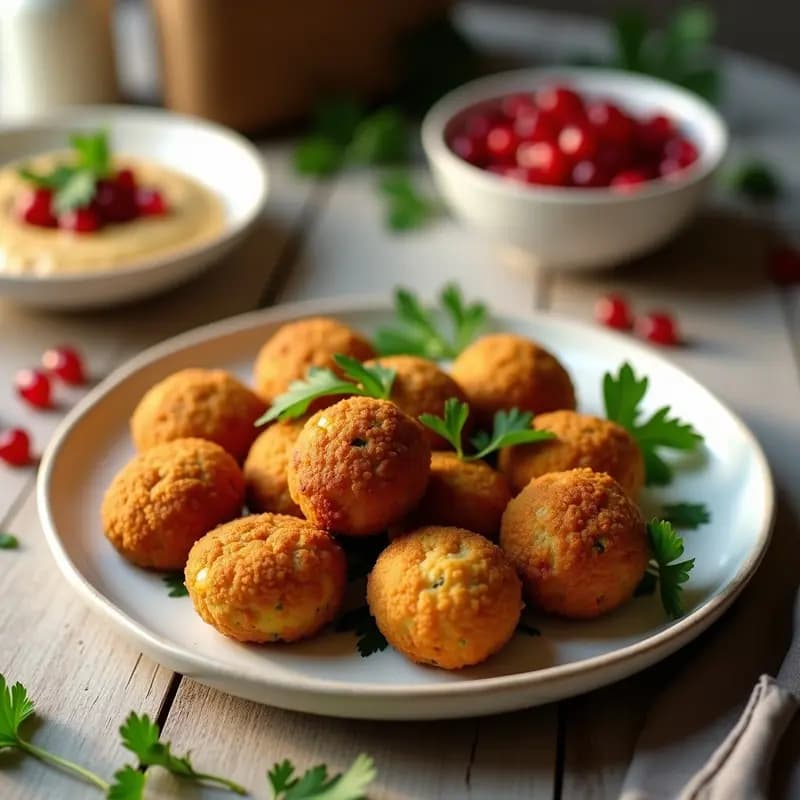 Falafel de Habas con Tahini y Granado: Aperitivo Egipcio Crujiente en Airfryer