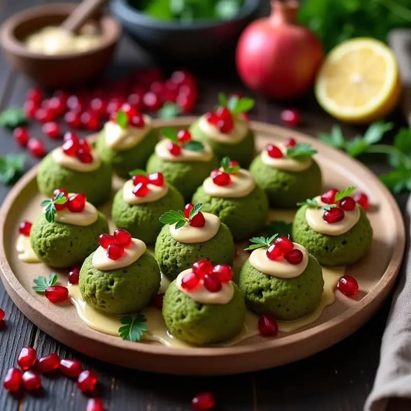 Falafel de Habas con Tahini y Granado: Aperitivo Árabe Keto y Crudivegano