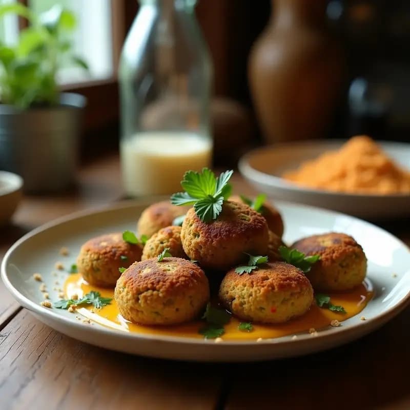 Falafel de Habas con Tahini y Granados: Receta Egipcia Vegana y Sin Fritura
