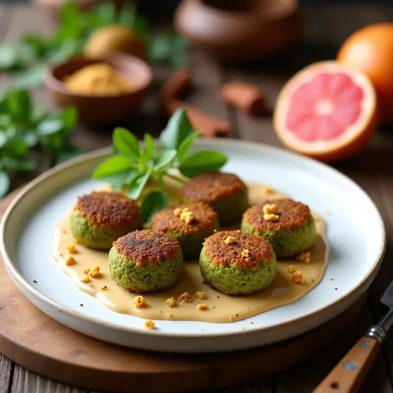 Falafel de Habas Verdes con Tahini y Granelada: Receta Libanes Sin Garbanzos y Keto