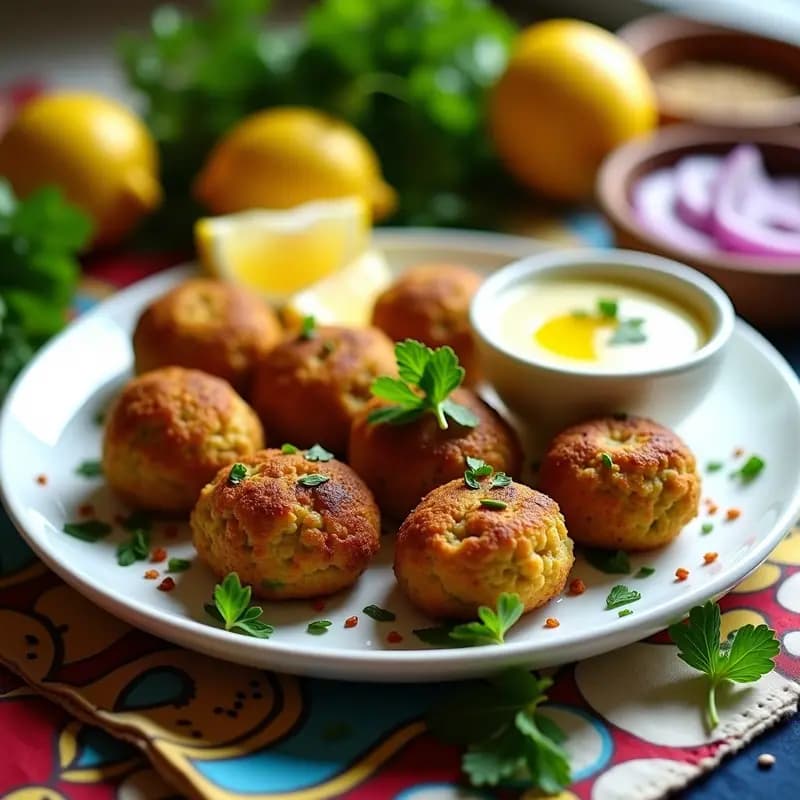 Falafel de Habas y hierbas con Tahini de Limón: Receta Libanes Crispy en Airfryer