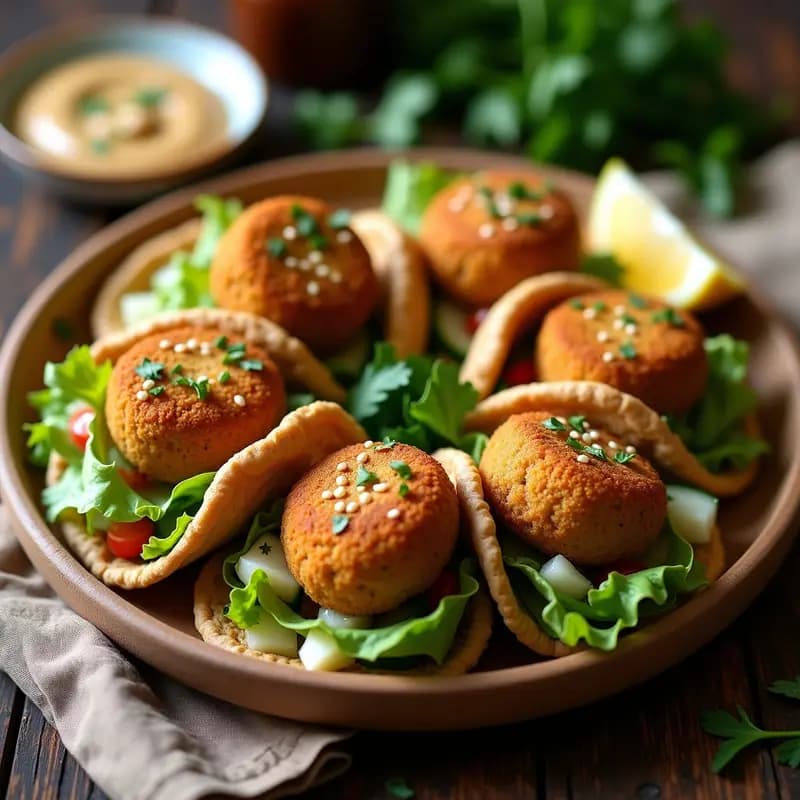 Falafel de Habas con Tahini y Pan de Pita Integral: Receta Egipcia Sin Gluten