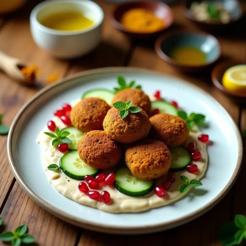  Falafel de Habas con Tahini y Ensalada de Pepino: Receta Libya Vegana y Crujiente