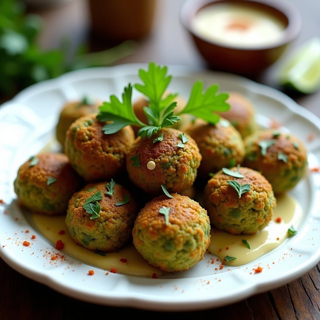 Falafel de Habas Verdes y Hierbas: Receta Árabe en Airfryer con Salsa de Tahini