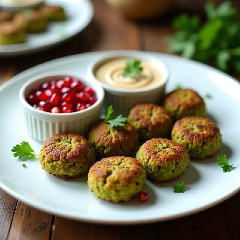 Falafel de Habas Verdes y Cilantro: Receta Egipcia en Thermomix con Salsa de Tahini y Granada