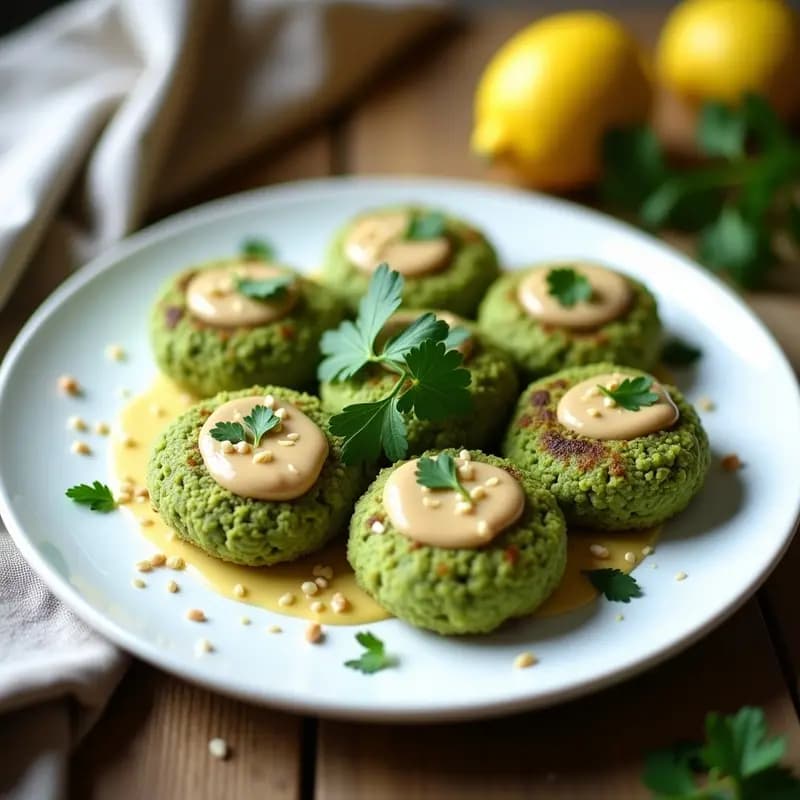 Falafel de Habas Verdes con Salsa de Limón y Ajo: Receta Libanesas Crudivegana