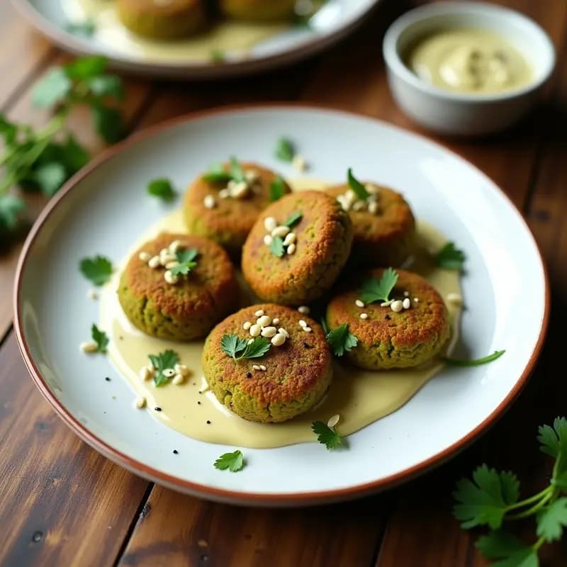 Falafel de Habas Verdes con Salsa de Tahini y Limón: Aperitivo Medio Oriental Sin Gluten