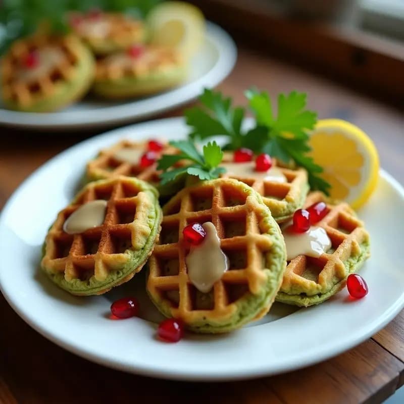 Falafel de Habas Verdes en Waffle de Garbanzo: Receta Libanes Sin Horno
