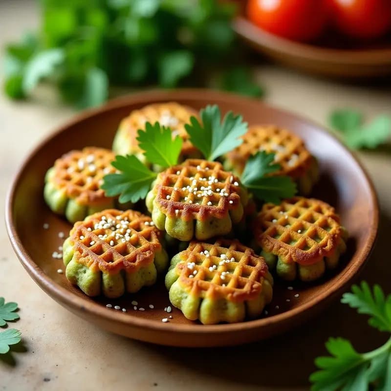 Falafel de Habas Verdes en Waffle Maker: Receta Egipcia Crujiente y Sin Freír