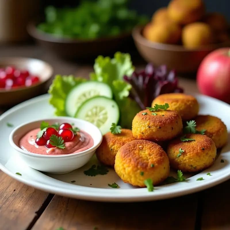 Falafel de Habichuelas y Azafrán: Receta Libanesa en Airfryer con Salsa de Granado